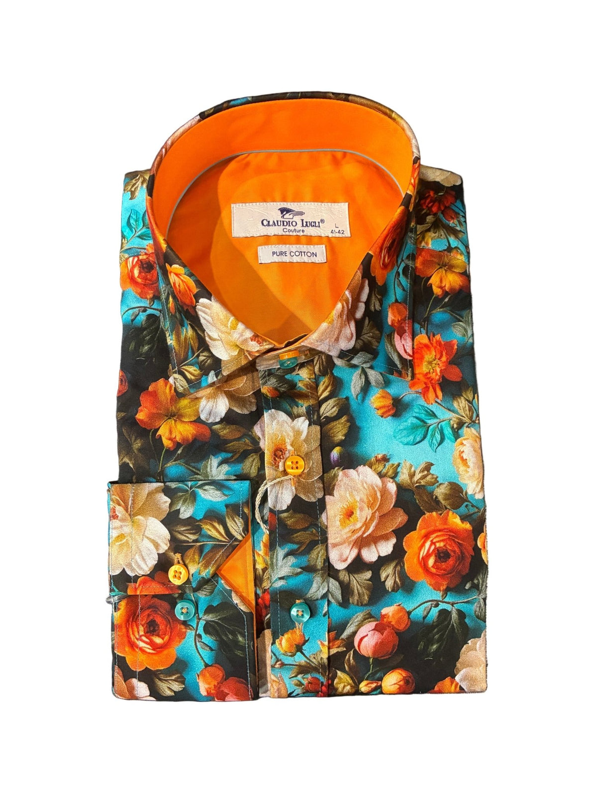 Autumn Flowers On The Stem Print Shirt - Claudio Lugli Shirts