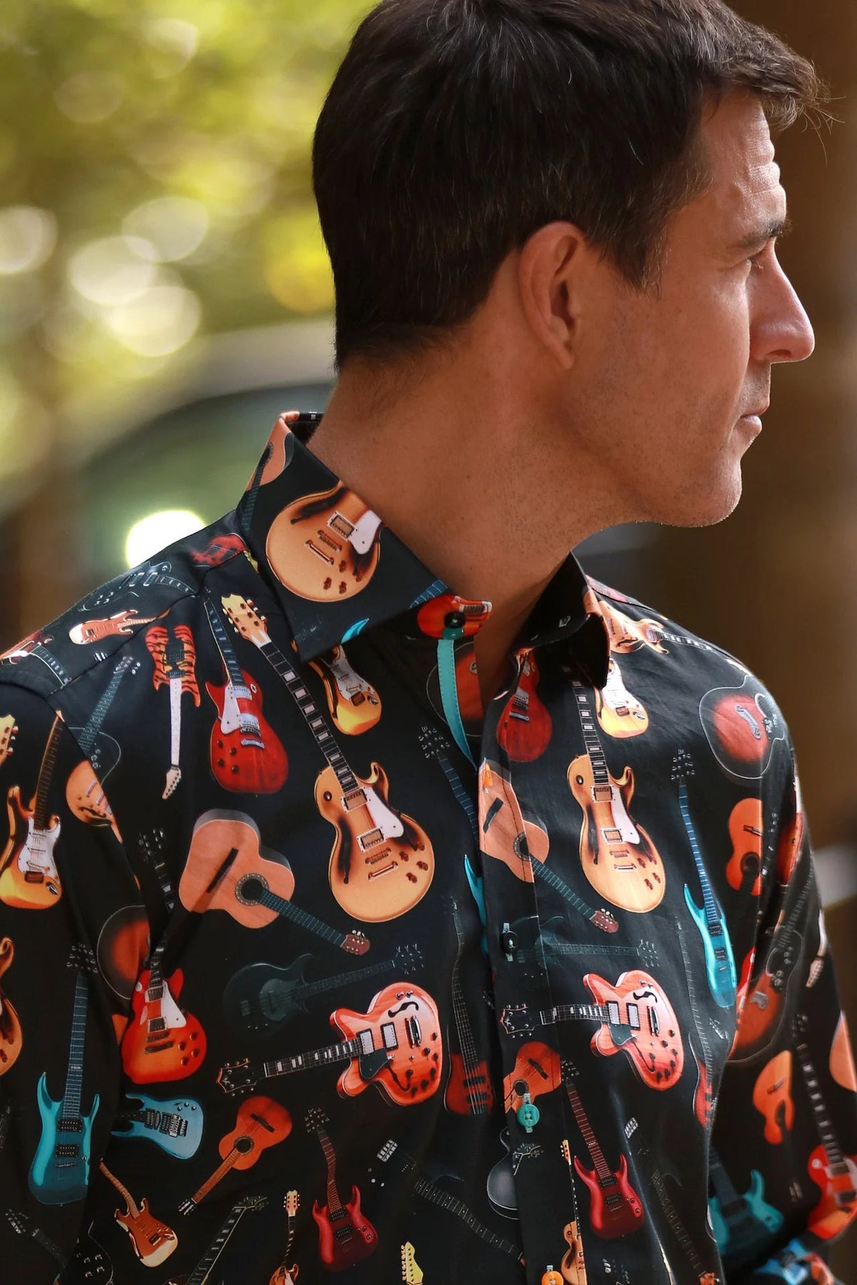 Big Guitar Print Shirt Black - Claudio Lugli