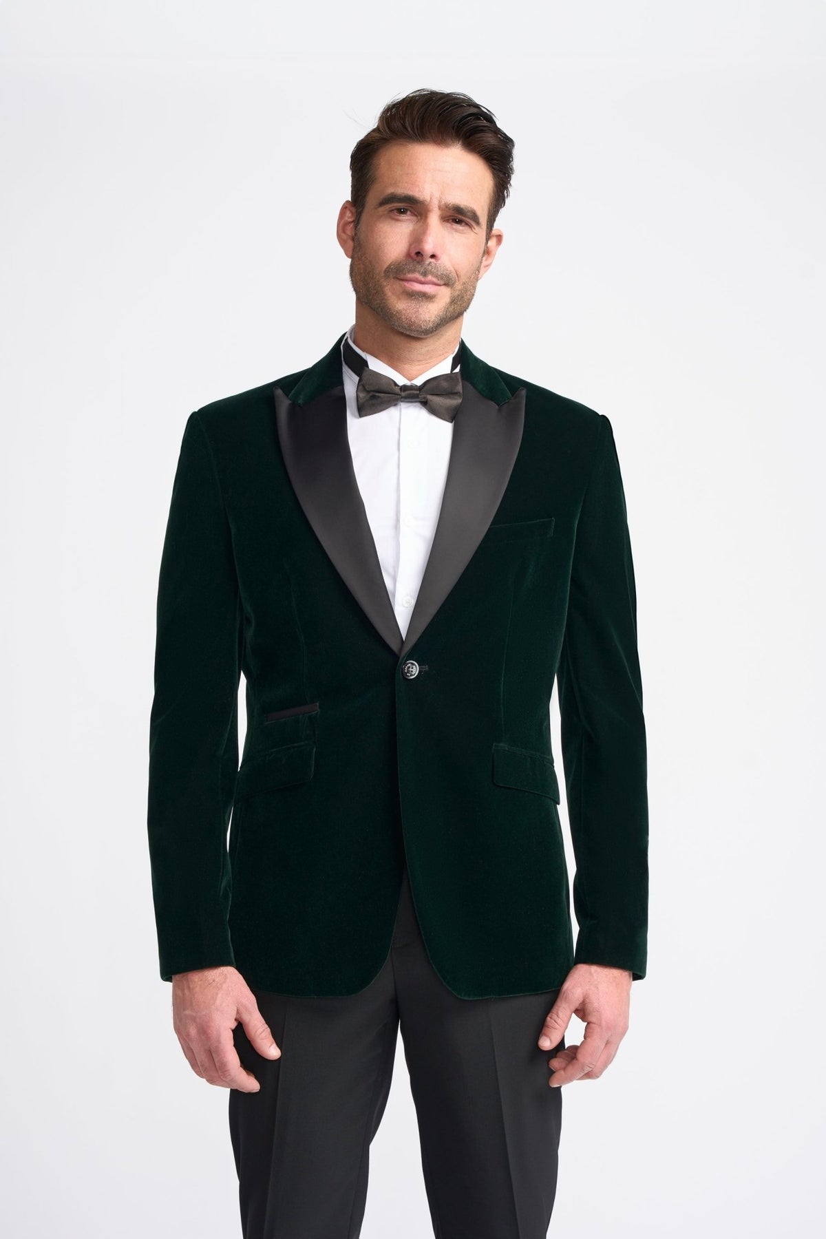 Bottle Green Smoking Jacket - Leonard Silver Blazers