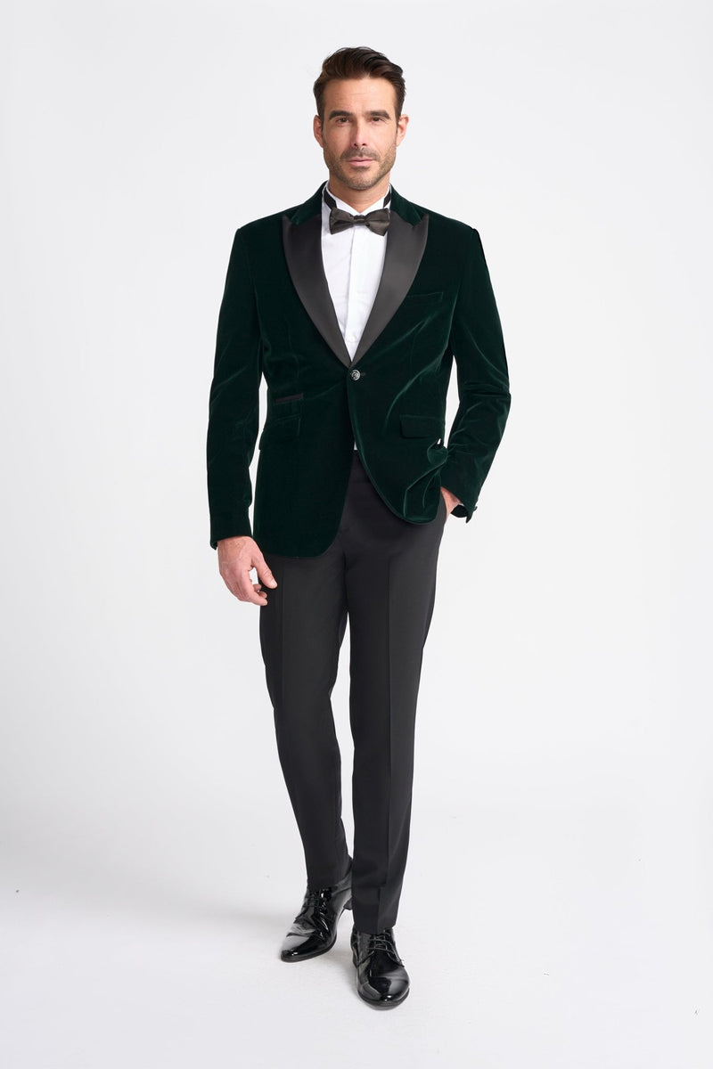Bottle Green Smoking Jacket - Leonard Silver Blazers