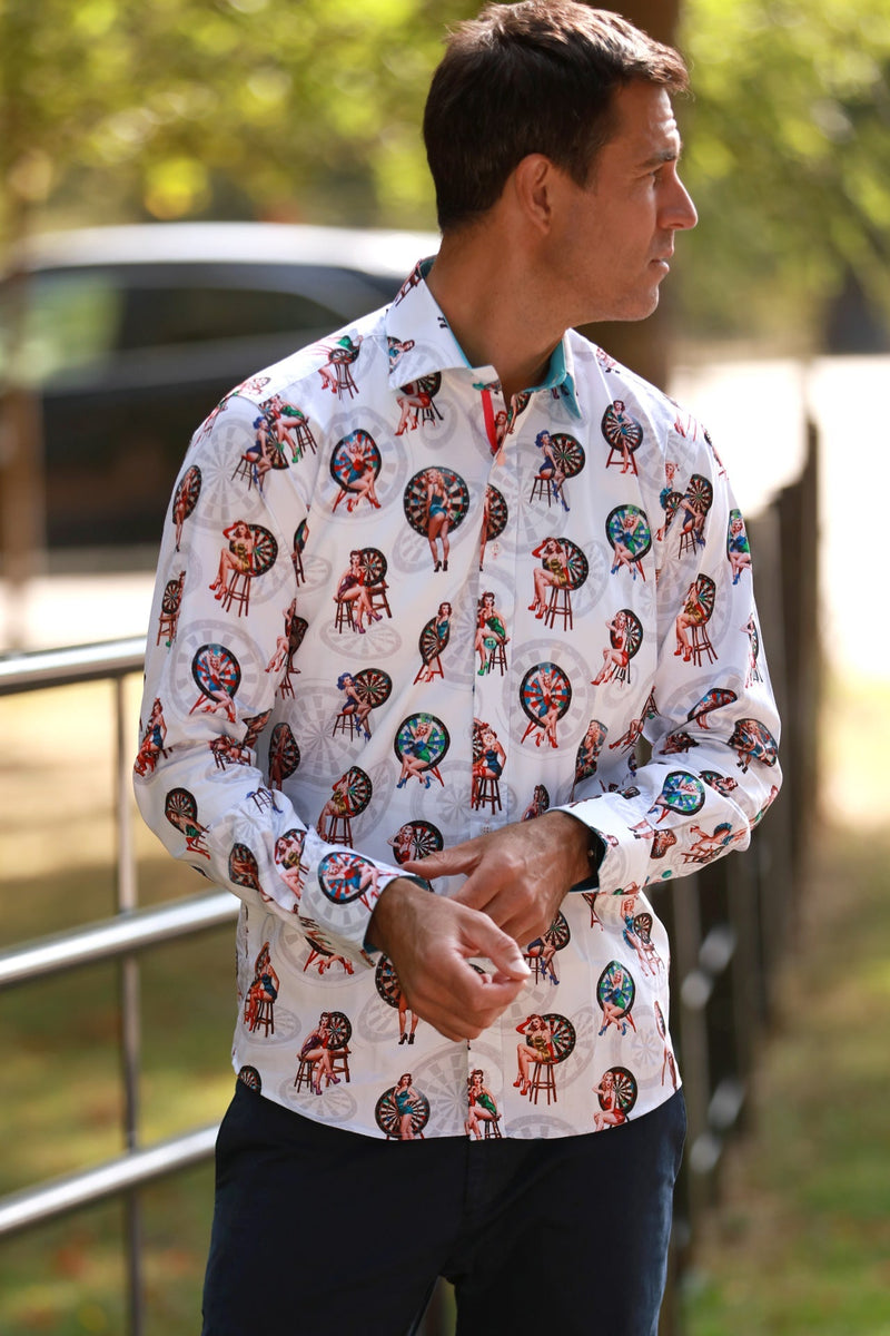 Dartboard and Pinup Girls Print Shirt - Claudio Lugli