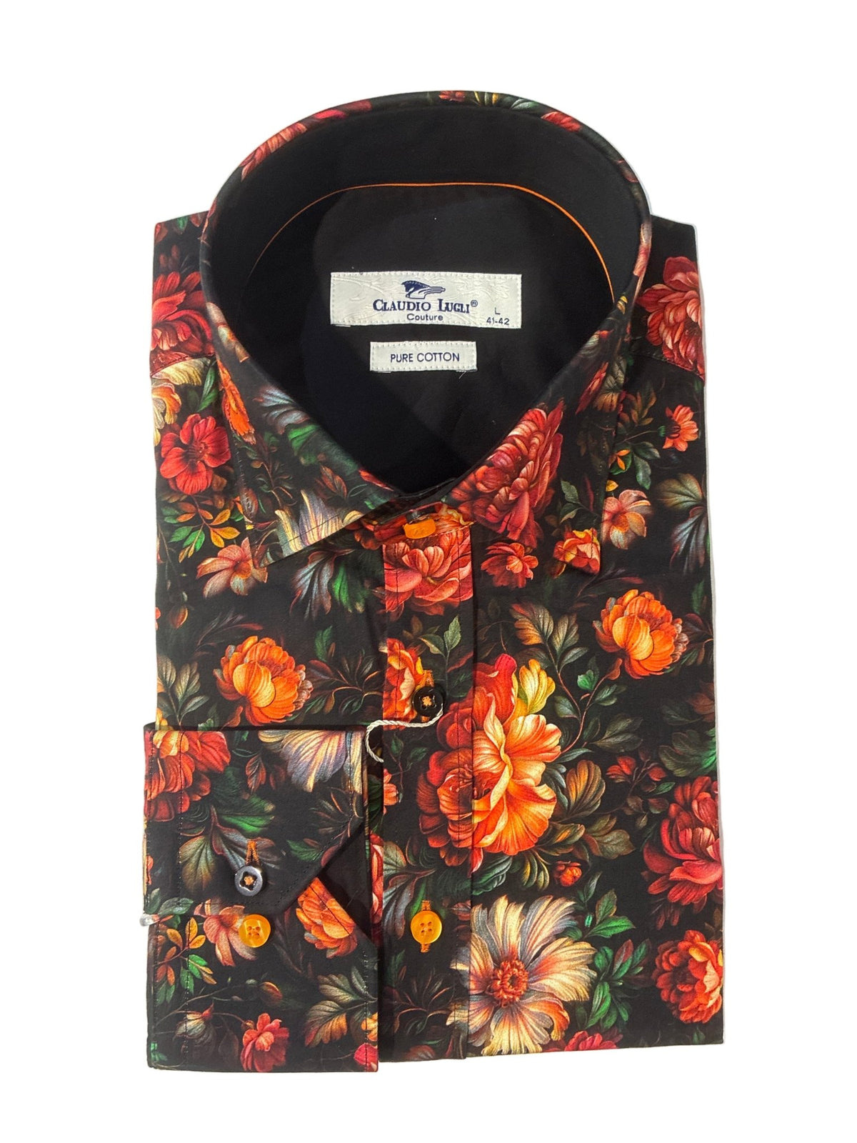 Floral in Shades of Orange Shirt - Claudio Lugli Shirts