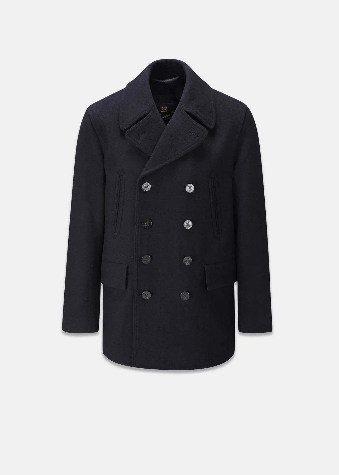 Single breasted reefer coat on sale