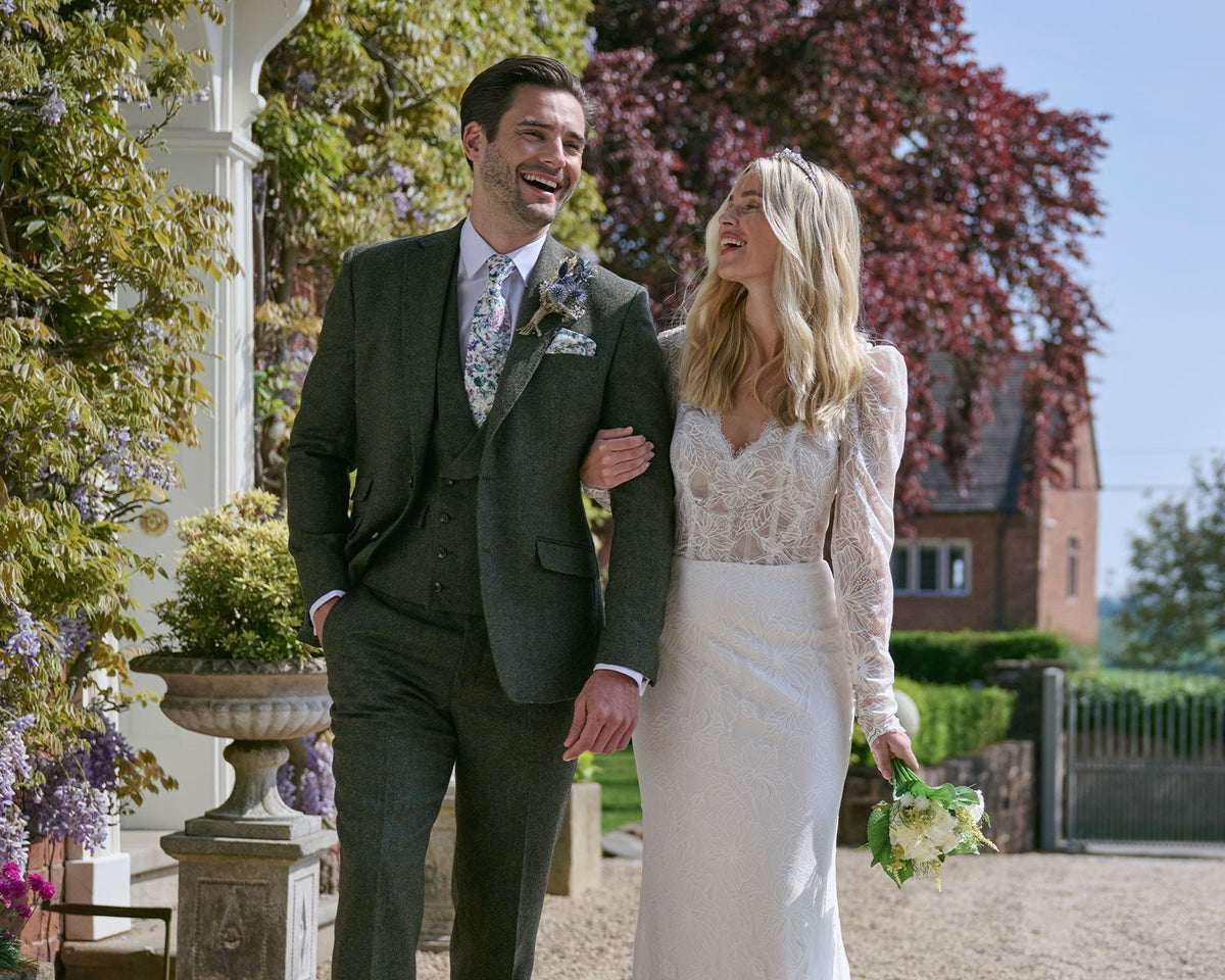 Hunter Green Hire Suit - Leonard Silver Wedding Hire Suits