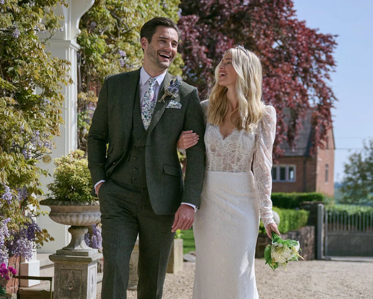 Hunter Green Plain Weave Tweed Suit - Torre Suits