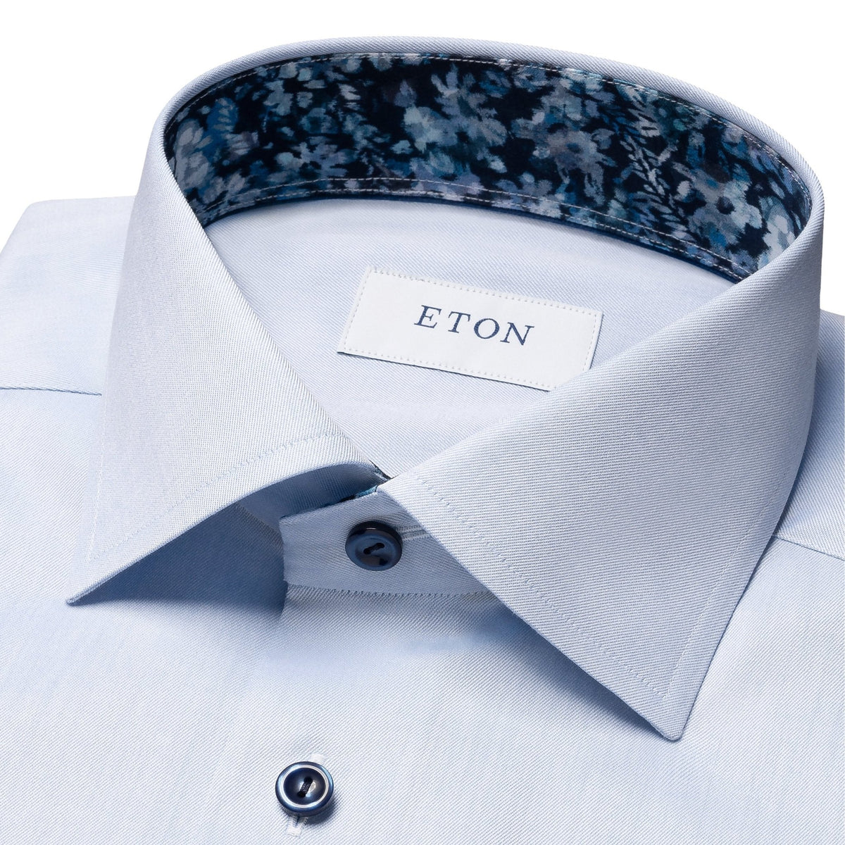 Light Blue Floral Effect Signature Twill Shirt - Eton Shirts Shirts