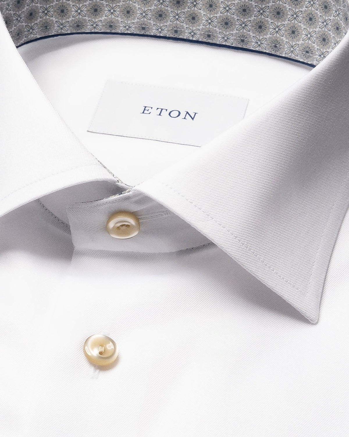 Medallion Effect White Signature Twill Shirt - Eton Shirts
