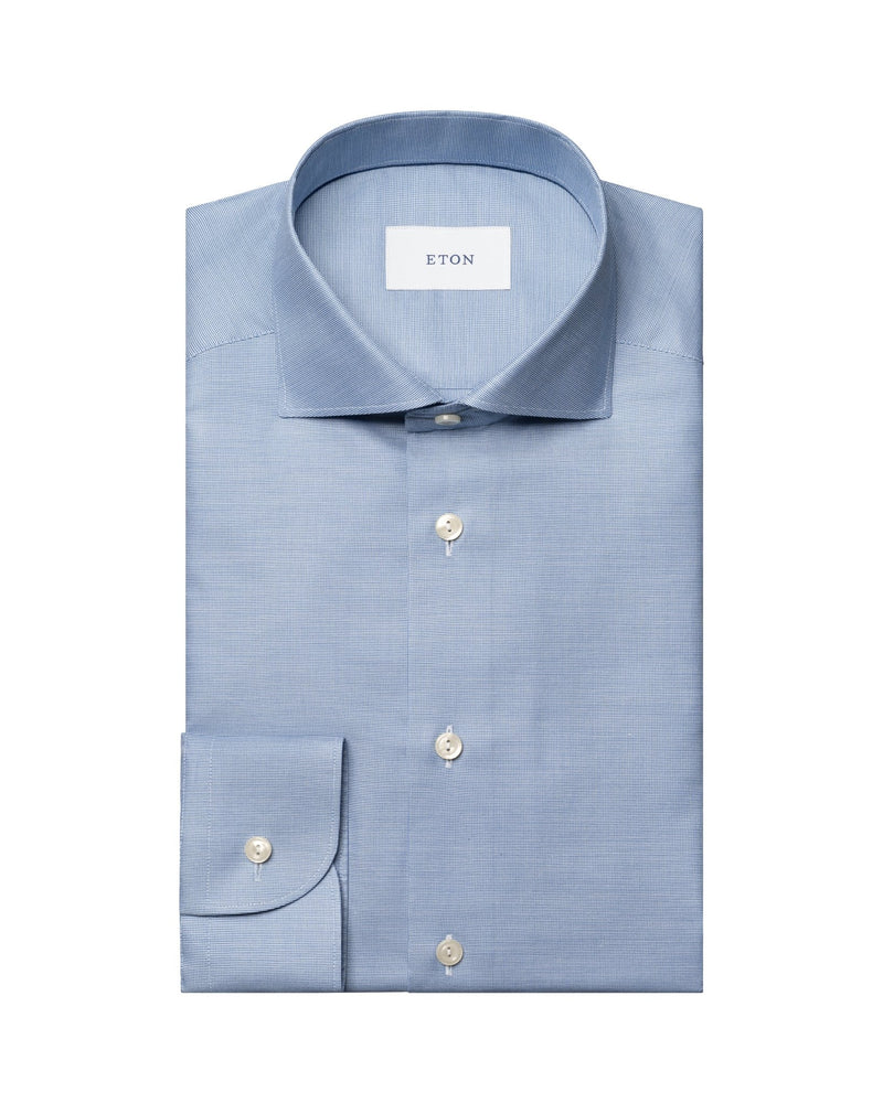 Mid Blue Solid Signature Oxford Shirt - Eton Shirts Shirts
