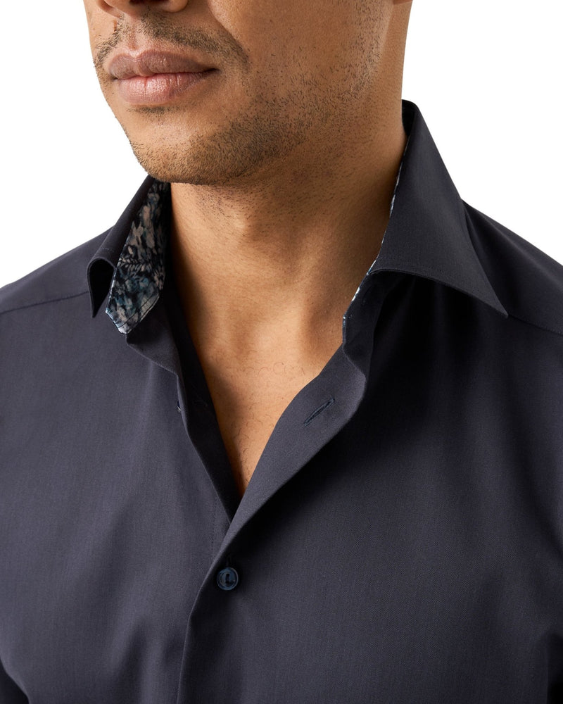 Navy Floral Effect Signature Twill Shirt - Eton Shirts Shirts