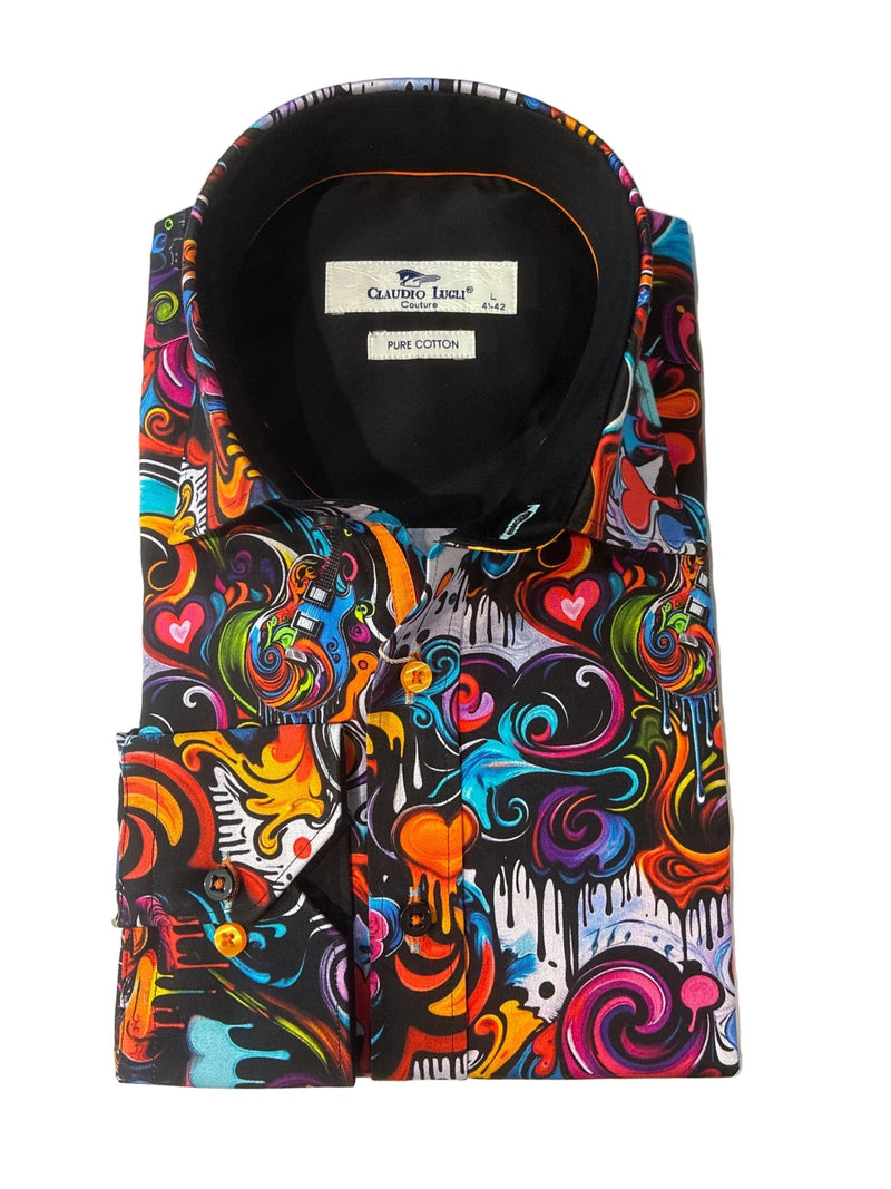 Psychedelic Multi Colour Print Shirt - Claudio Lugli Shirts