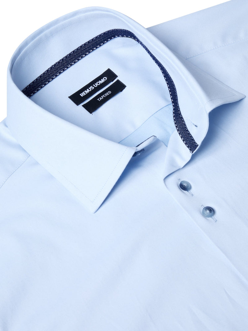 Remus Light Blue Short Sleeve Stretch Shirt - Leonard Silver