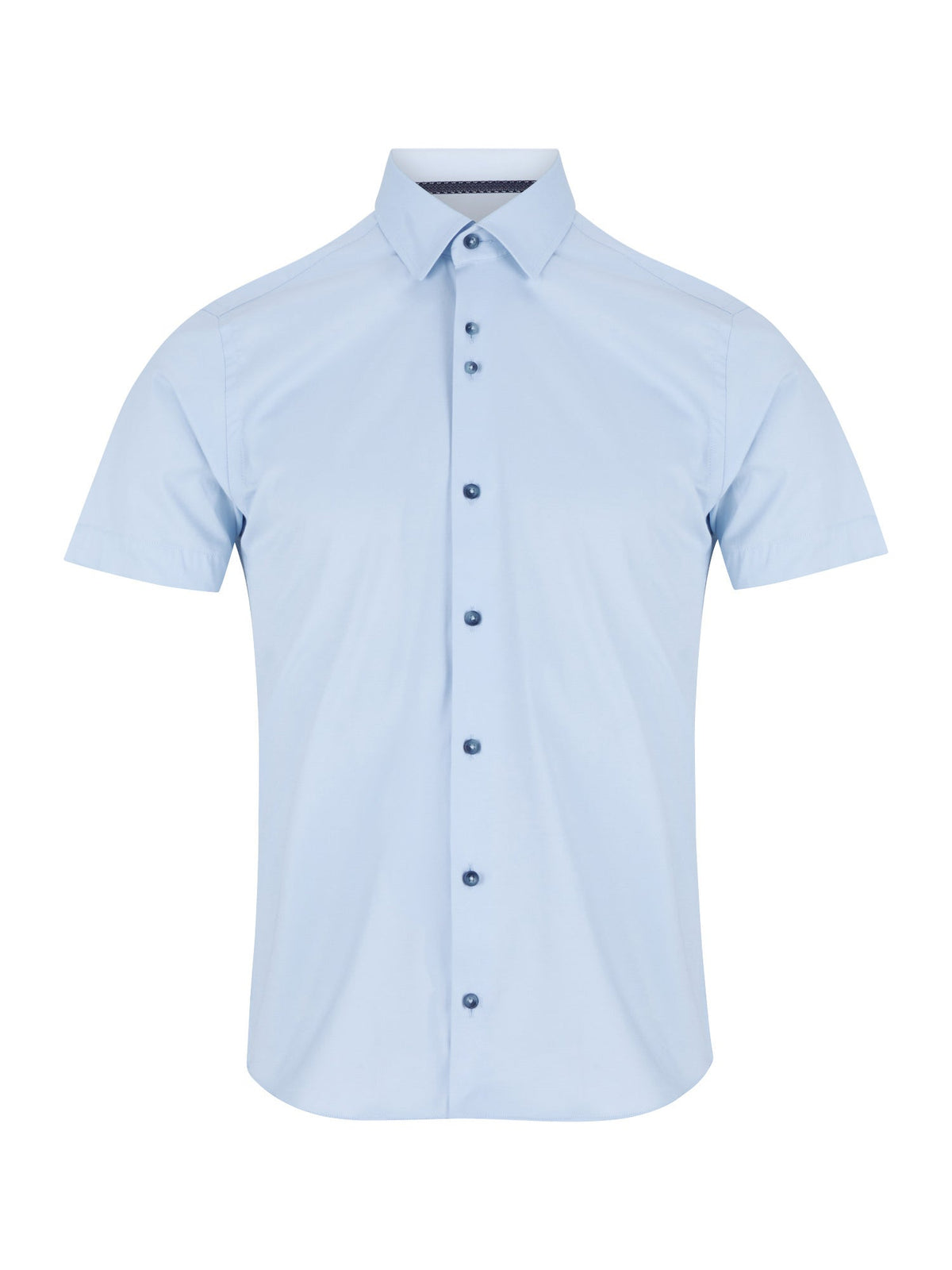 Remus Light Blue Short Sleeve Stretch Shirt - Leonard Silver