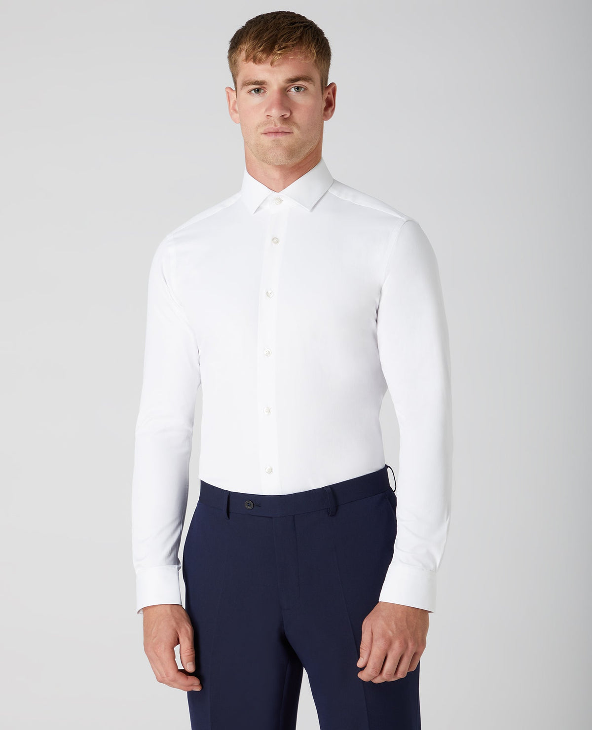 Remus Stretch White Shirt - Leonard Silver