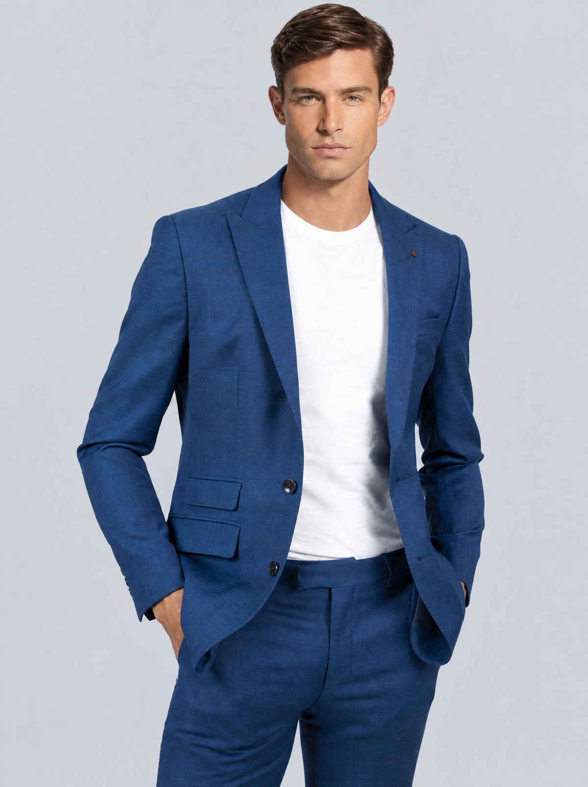 Zignone Royal Blue Suit – worn open with T-shirt