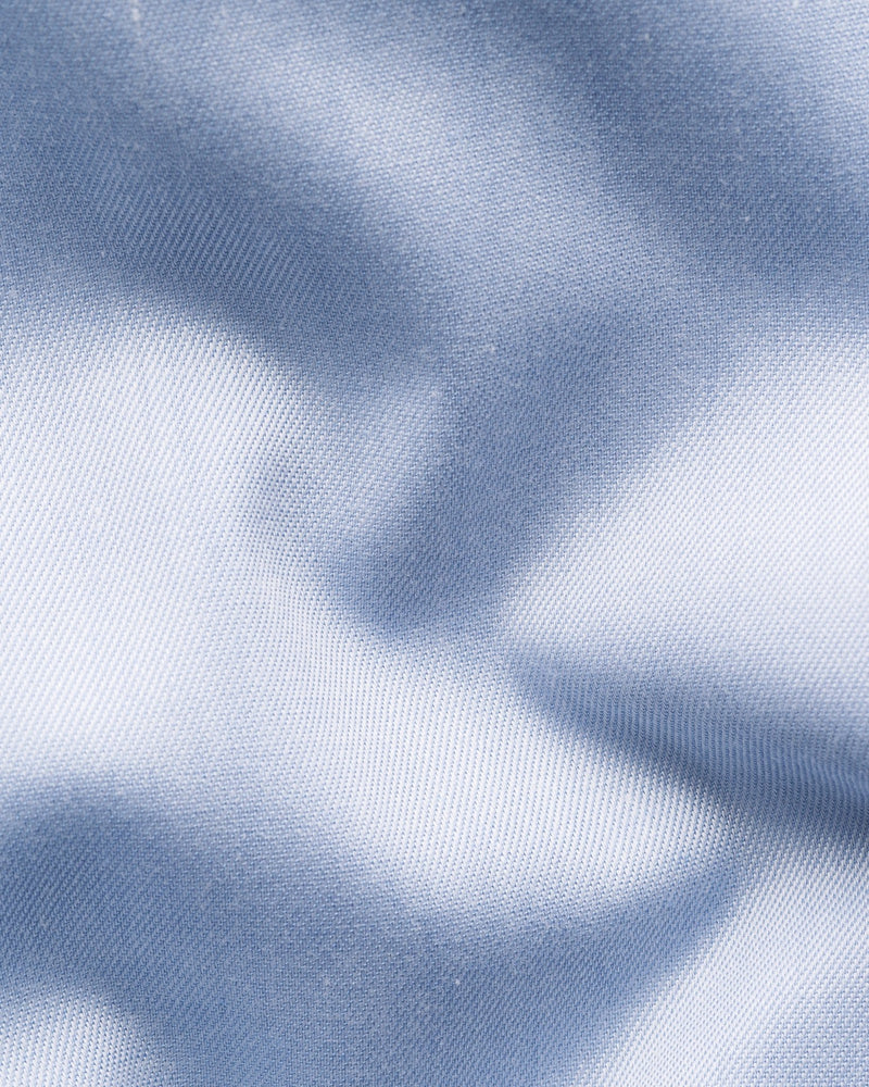 Sky Blue Floral Effect Signature Twill Shirt (Beige Buttons) - Eton Shirts Shirts