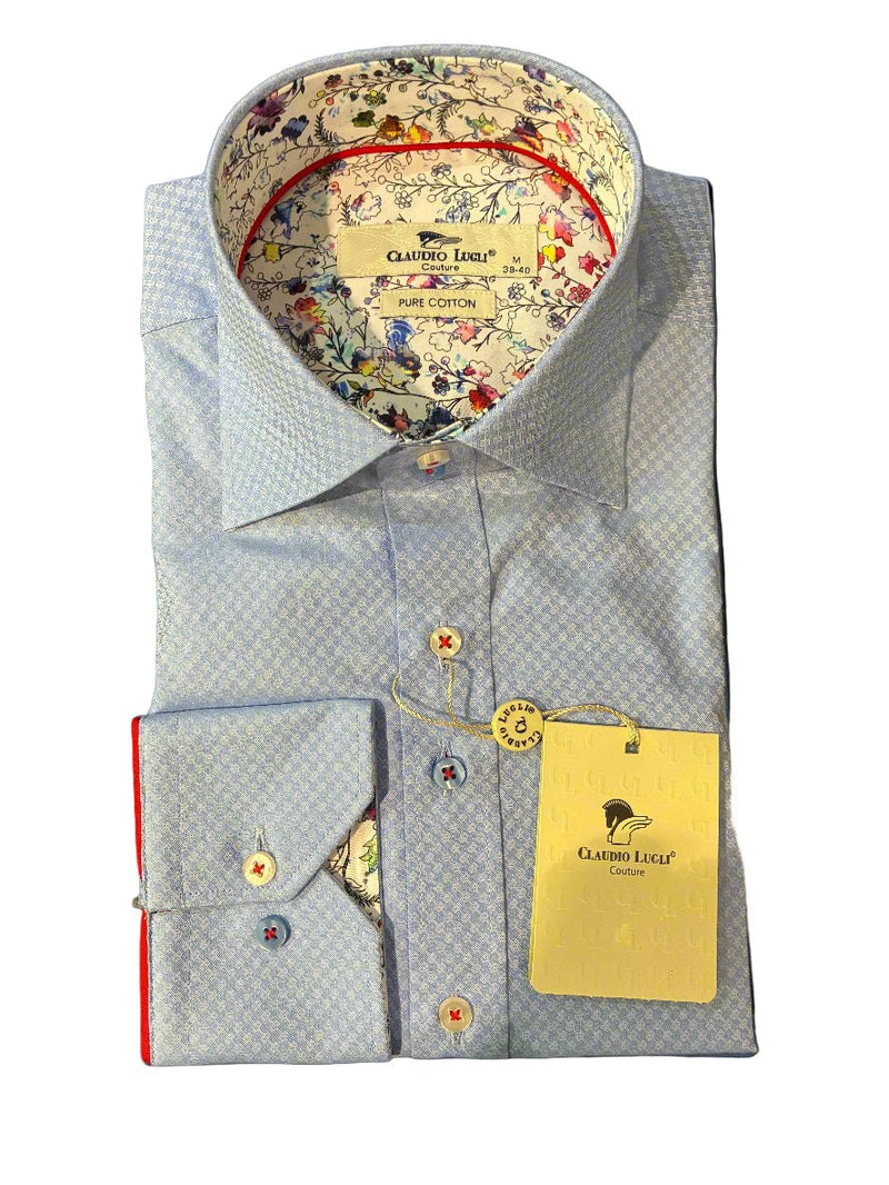 Sky Jacquard Print Shirt - Claudio Lugli Shirts