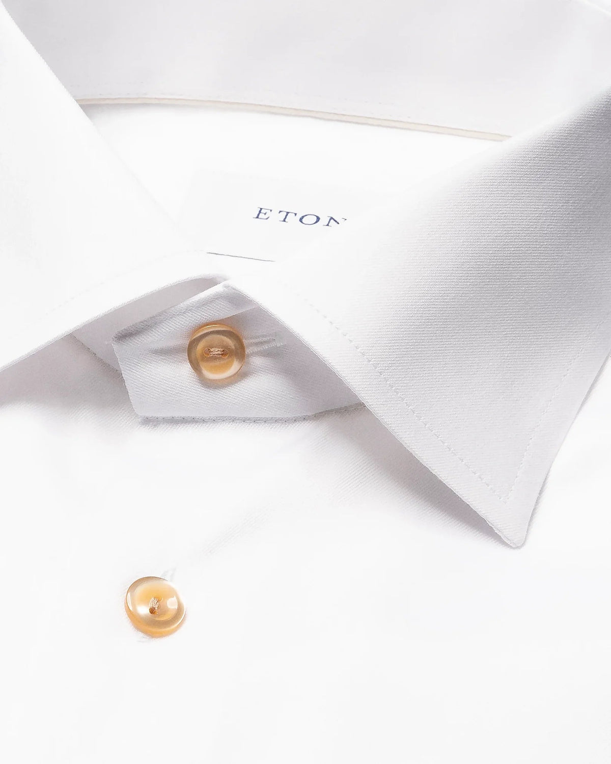 Solid Signature Twill Shirt with Beige Buttons - Eton Shirts