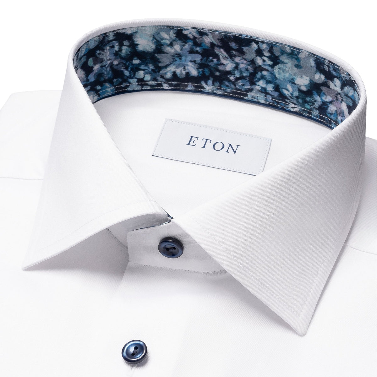 White Floral Effect Signature Twill Shirt - Eton Shirts Shirts