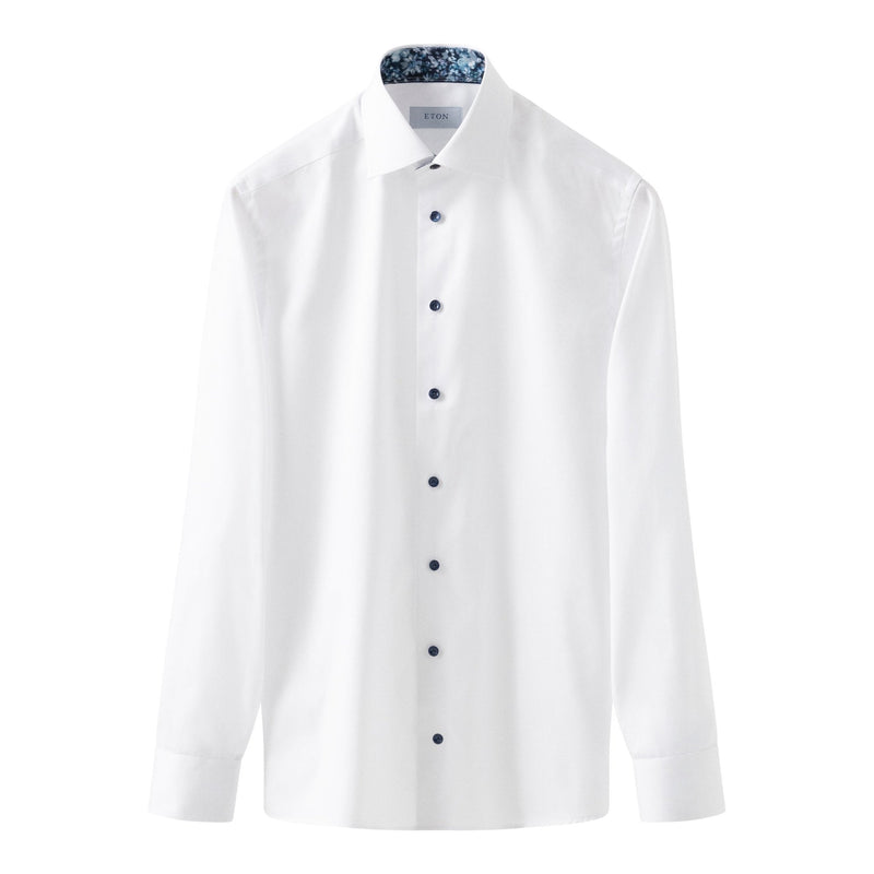 White Floral Effect Signature Twill Shirt - Eton Shirts Shirts