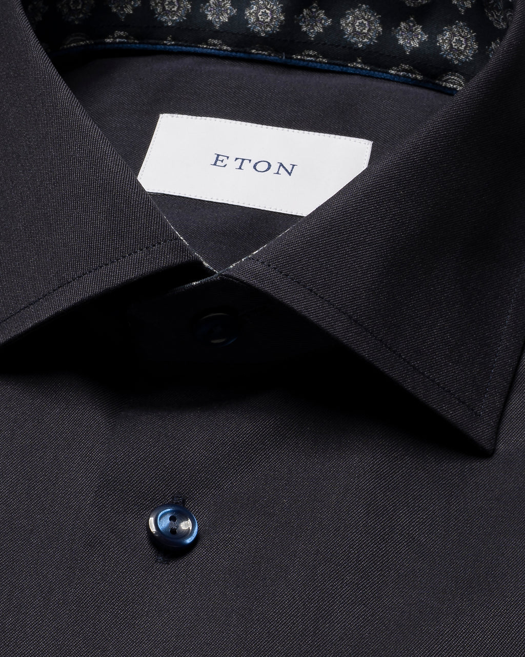 Eton Geometric Effect Twill Shirt Navy