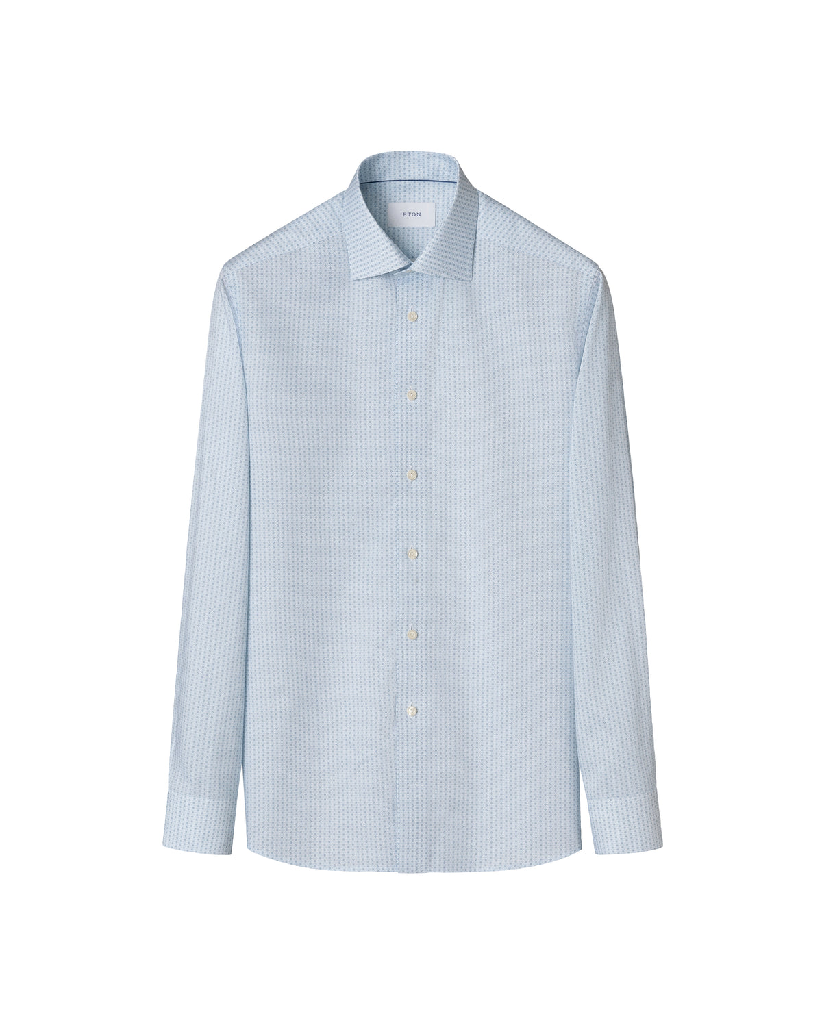 Eton Light Blue Geometric Micro Print Signature Twill Shirt