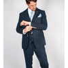 Blue Check Slim Fit 3 Piece Suit - Leonard Silver