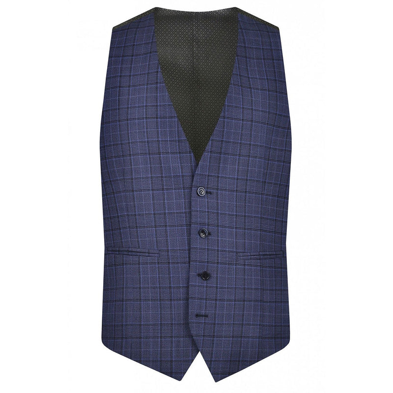 Blue Prince of Wales Check Wool Waistcoat - Torre
