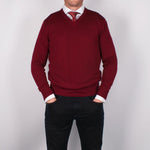 Burgundy Merino V-neck Sweater - John Victor