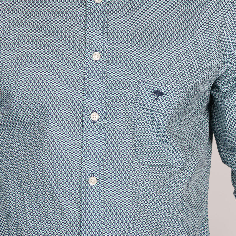 Green Geometric Pattern Shirt - Fynch-Hatton