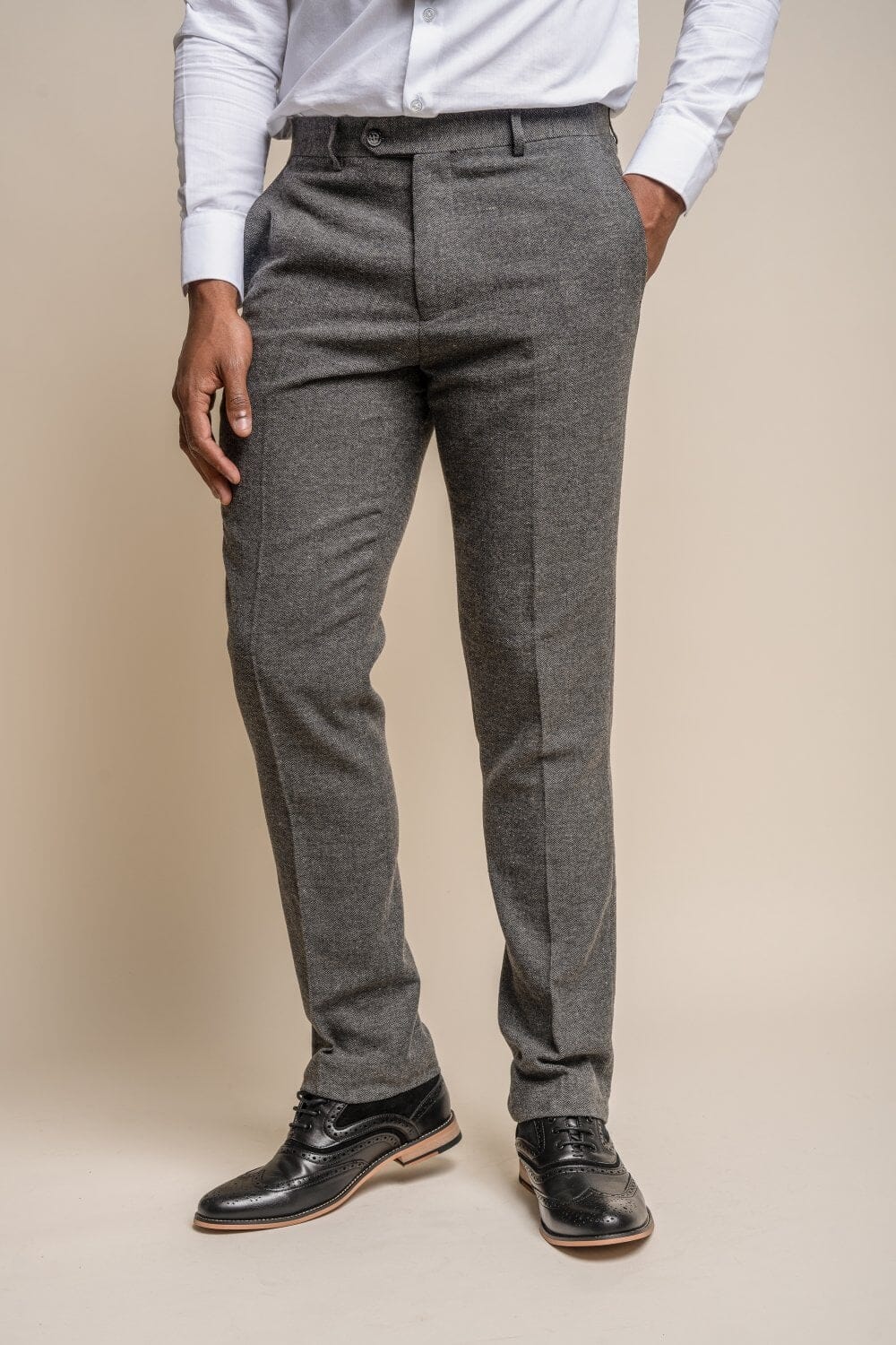 Grey Herringbone Suit - Leonard Silver