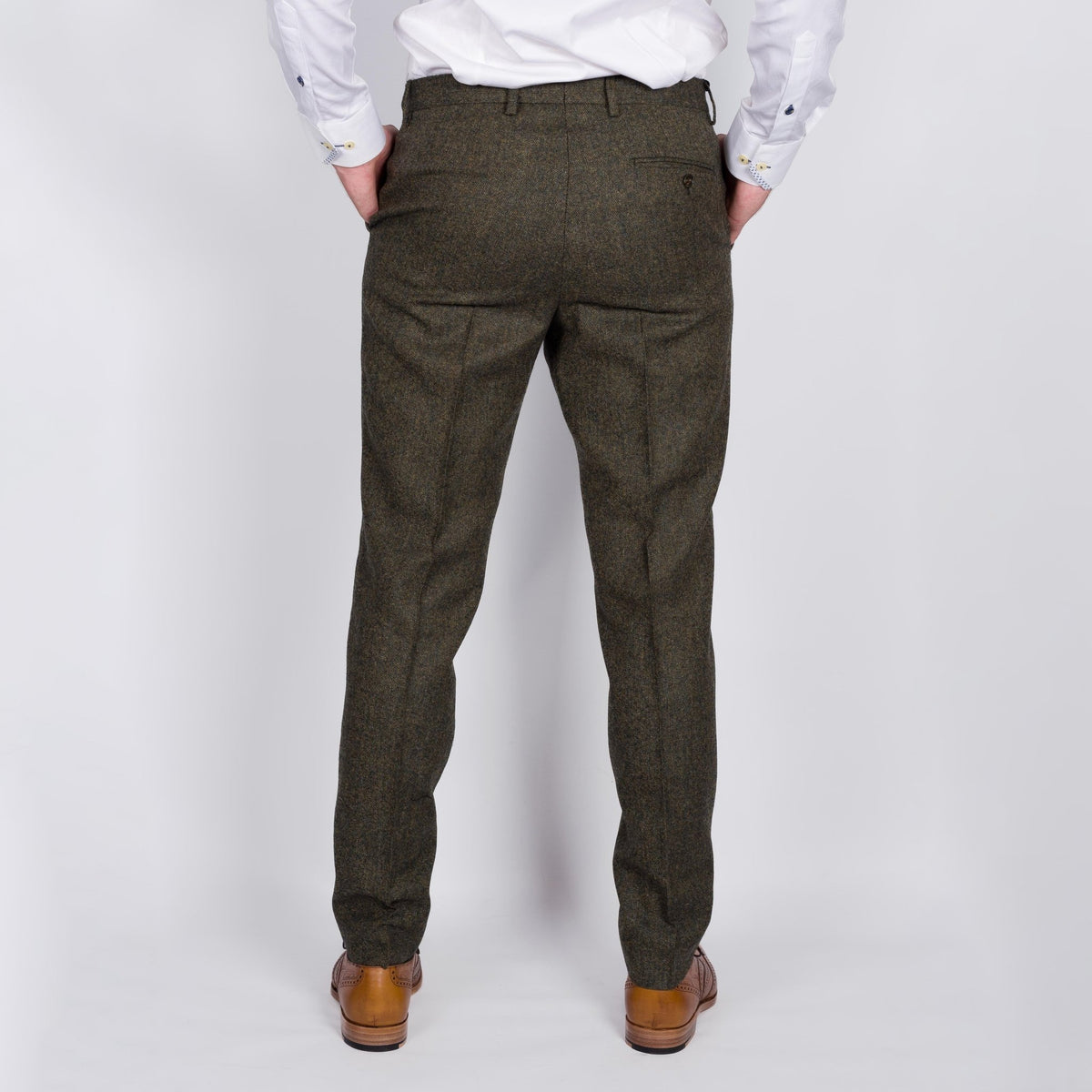 Hunter Green Plain Weave Tweed Suit - Torre