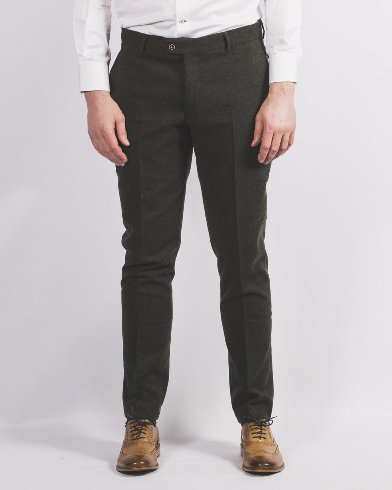 Olive Tweed Suit Trousers - Fratelli