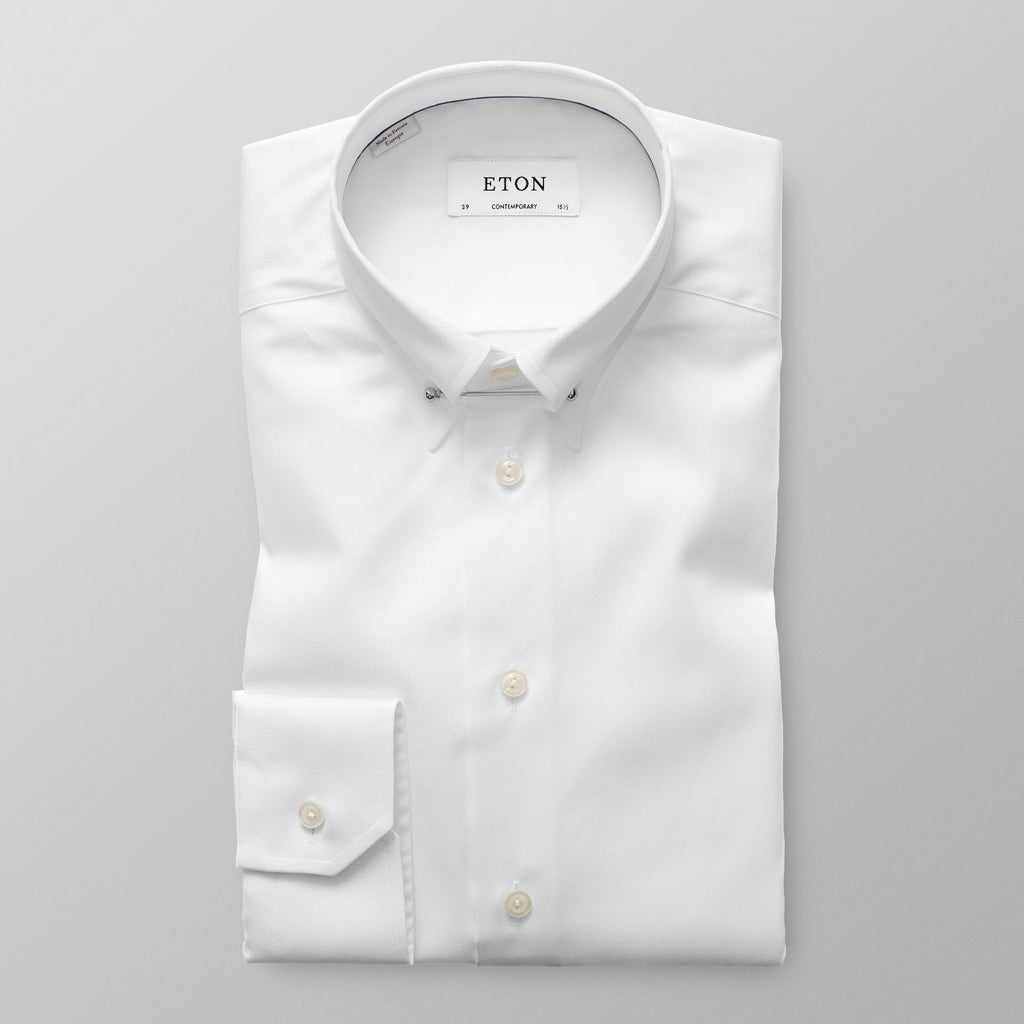 Pointed White Pin Collar Shirt