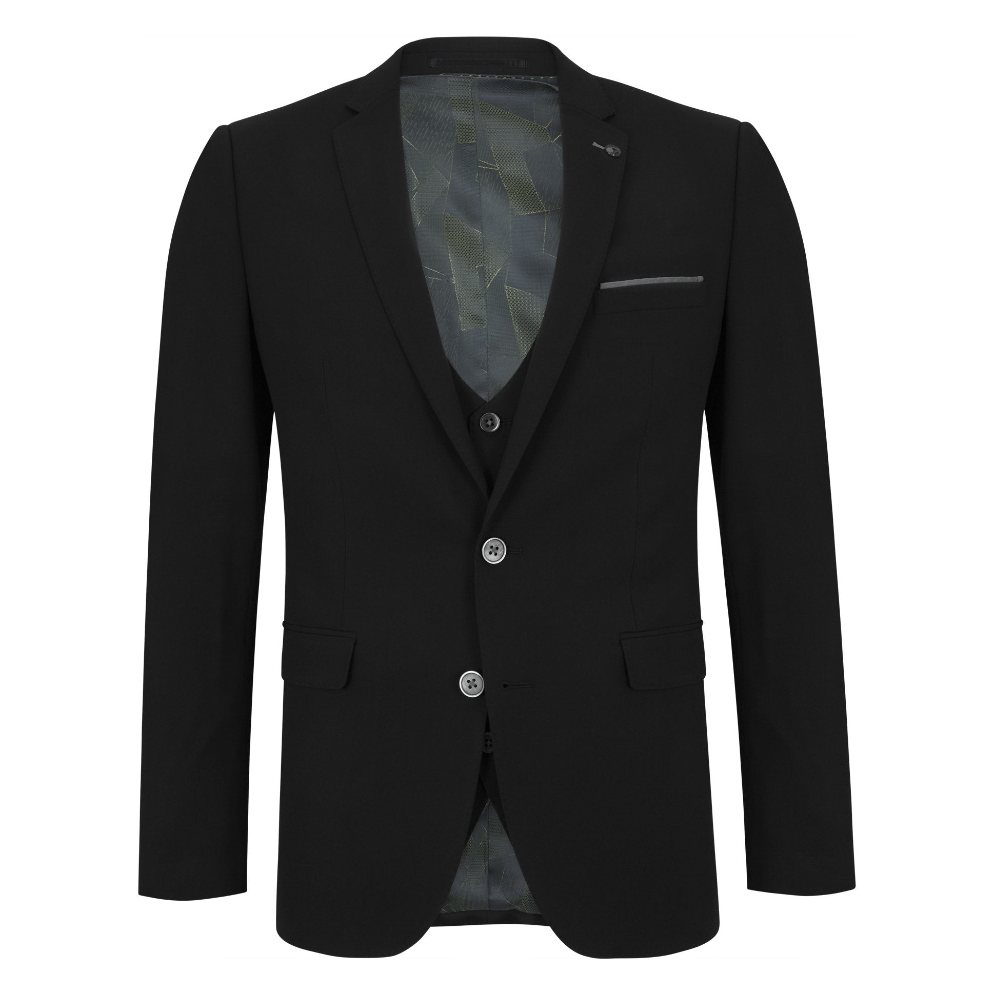 Slim black V-neck suit