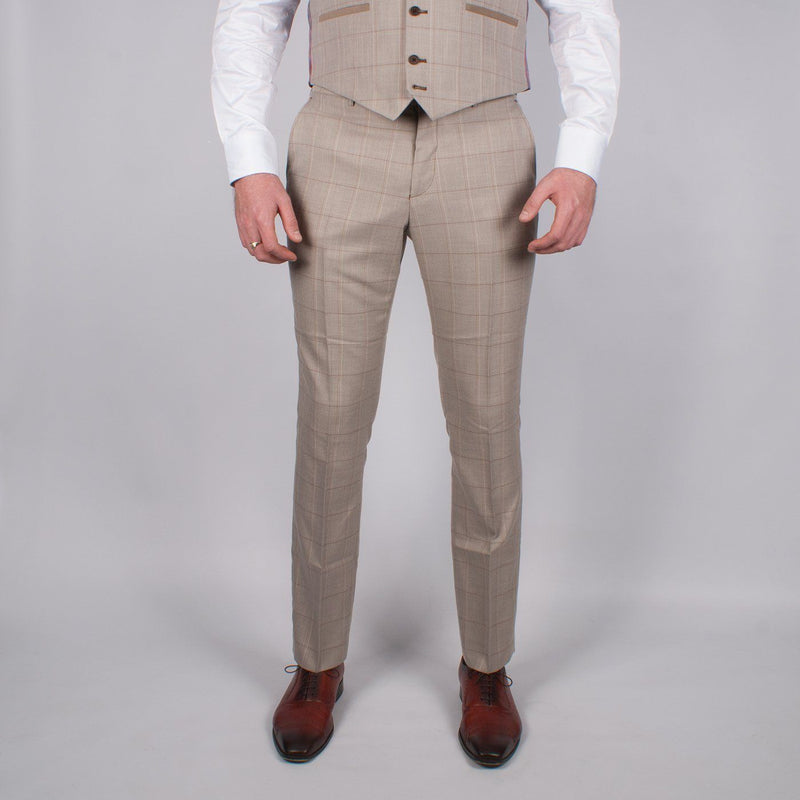 Tan Multi Check waistcoat - Guide Clothing
