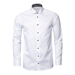 White Paisley Insert Shirt With Navy Buttons - Eton Shirts