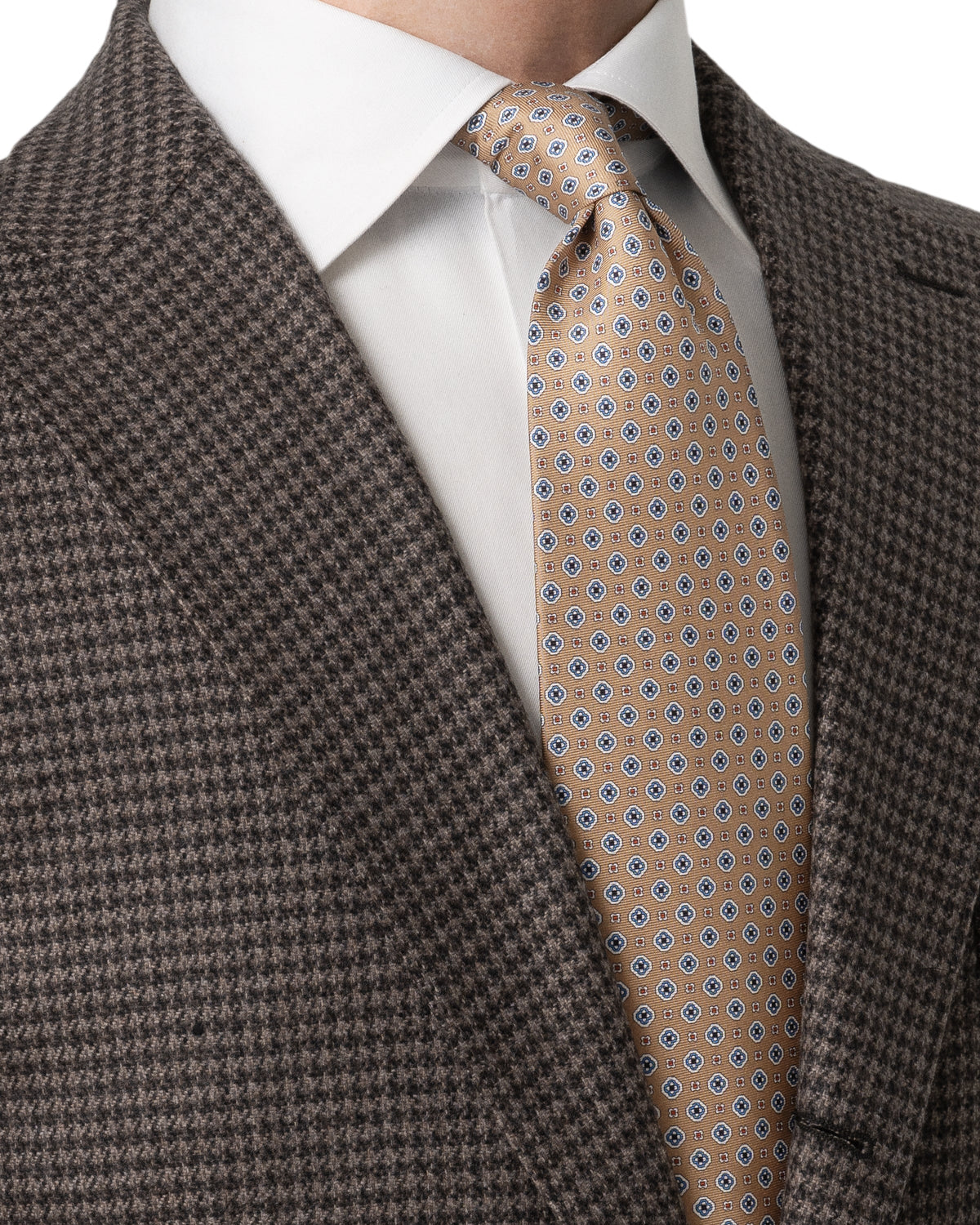 Medallion Printed Silk Tie Beige - Eton