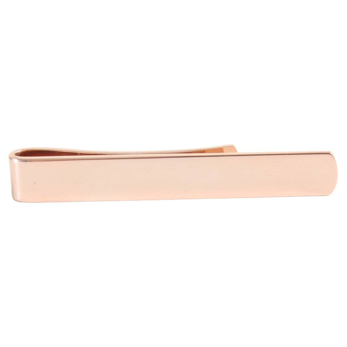 Rose Gold Plated Skinny Tie Slide - Leonard Silver - polished bar