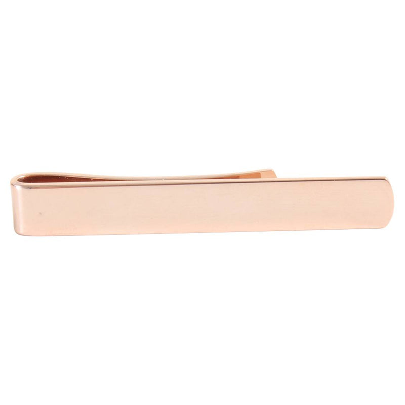 Rose Gold Plated Skinny Tie Slide - Leonard Silver - polished bar