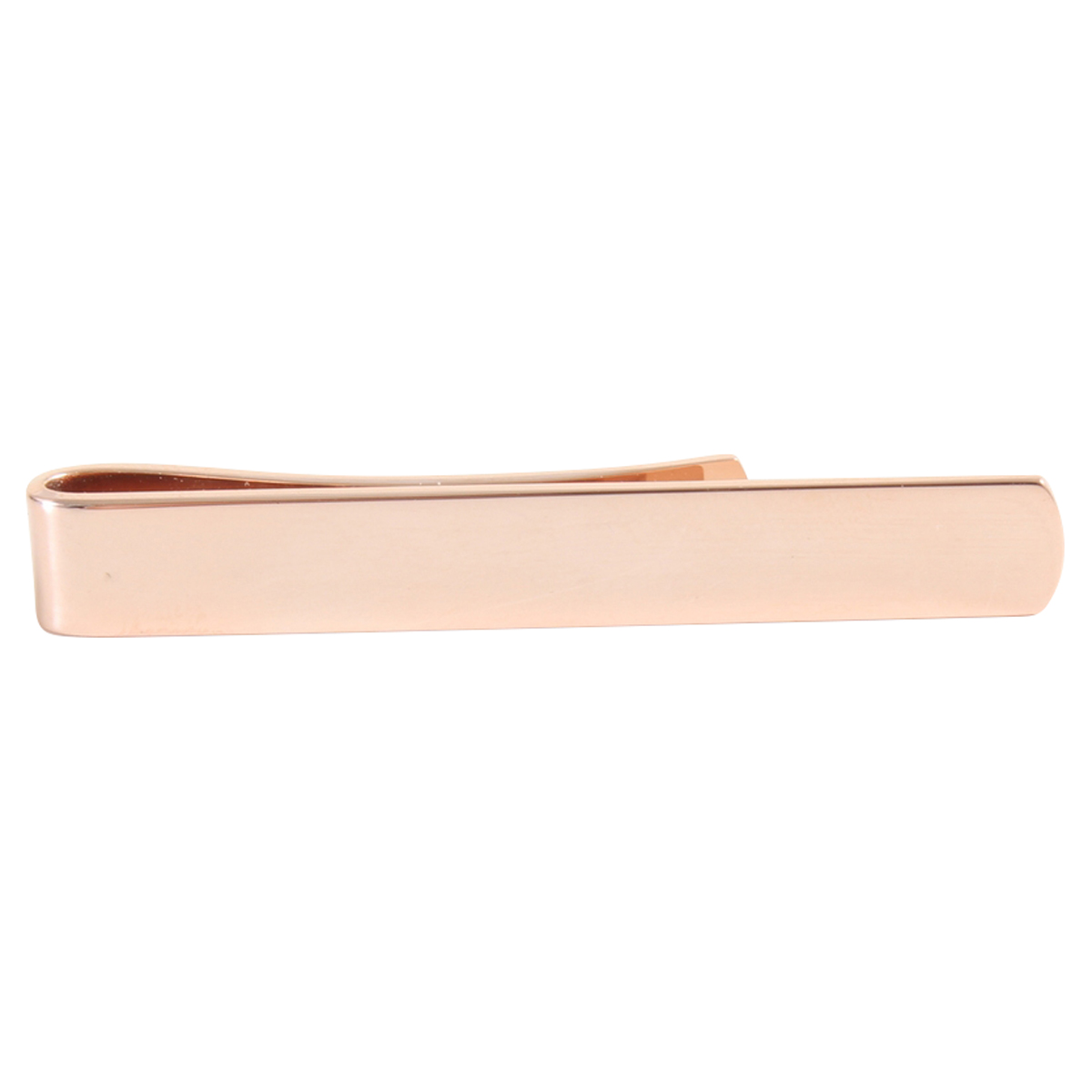 Rose Gold Plated Skinny Tie Slide - Leonard Silver - angled detail