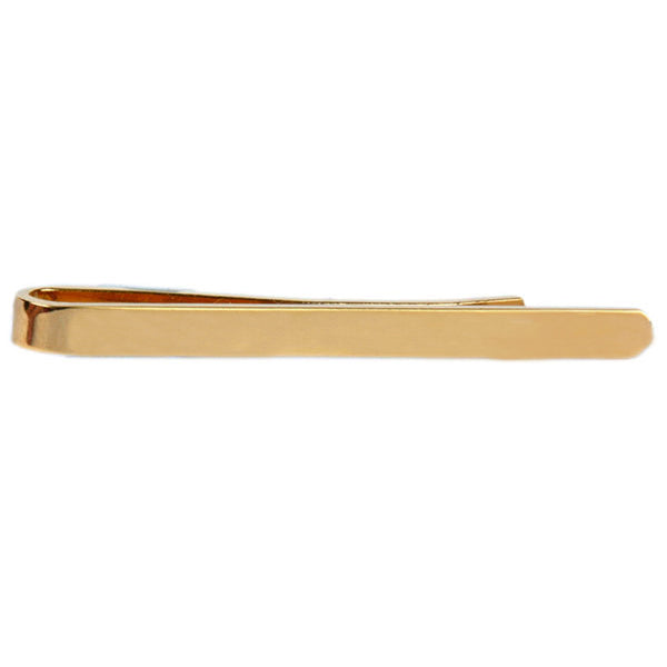 Plain Polished Gold Plated Tie Slide - Leonard Silver - polished bar detail
