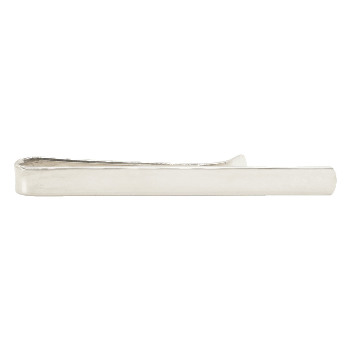 Plain Sterling Silver Hallmarked Tie Slide - Leonard Silver - front view of polished bar