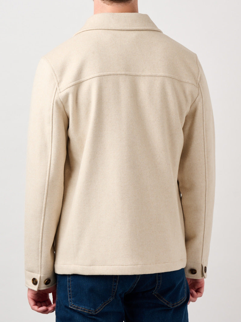Back view of the Ecru Westgate overshirt worn with jeans