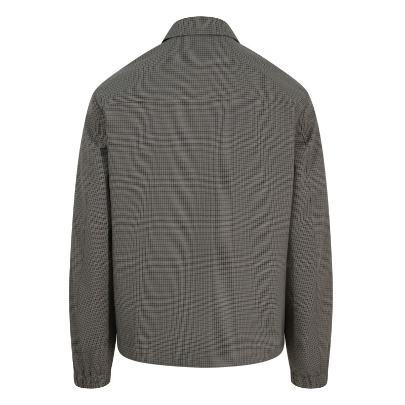 Back flat view of the Martelloz zip coach jacket in Check