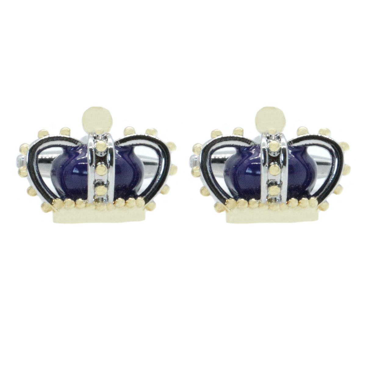 Purple Coronation Crown Cufflinks - Leonard Silver - front view of pair