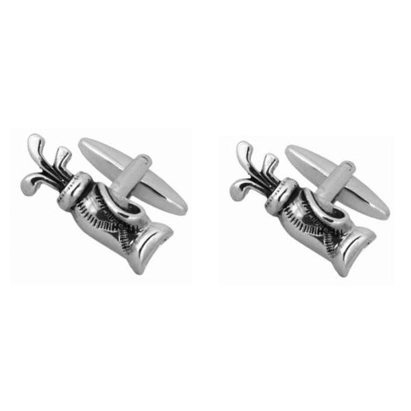 Golf Bag Cufflinks - Leonard Silver - pair shown front and fitting