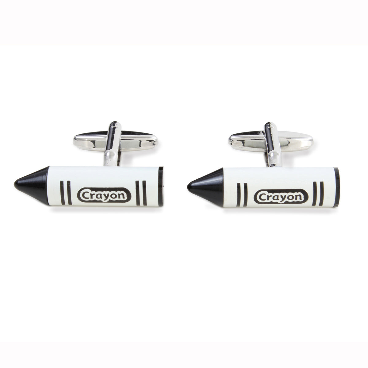 Black and White Crayon Cufflinks - Leonard Silver - pair shown front on