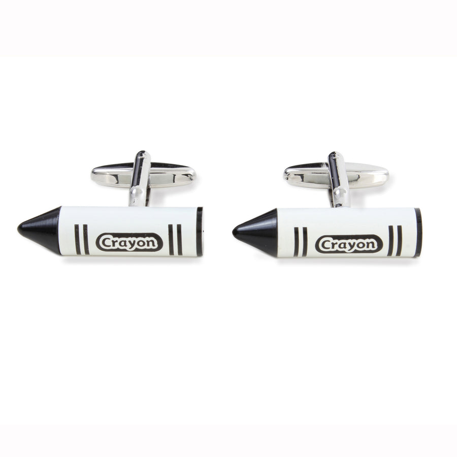 Black and White Crayon Cufflinks - Leonard Silver - pair shown front on