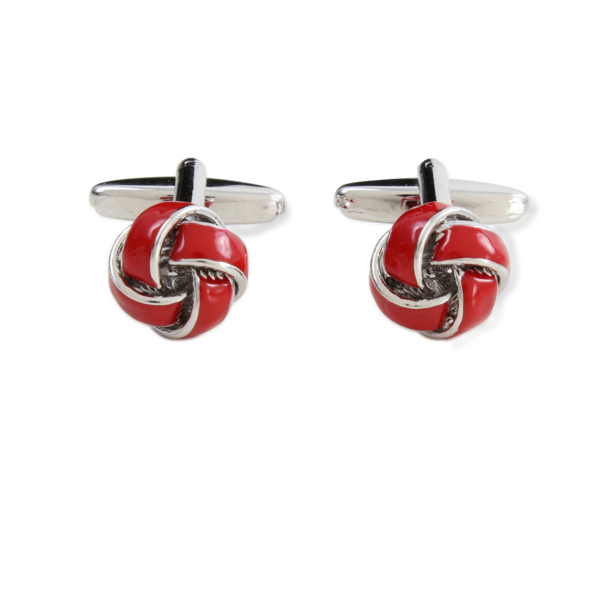 Red Knot Cufflinks - Leonard Silver - pair shown front on