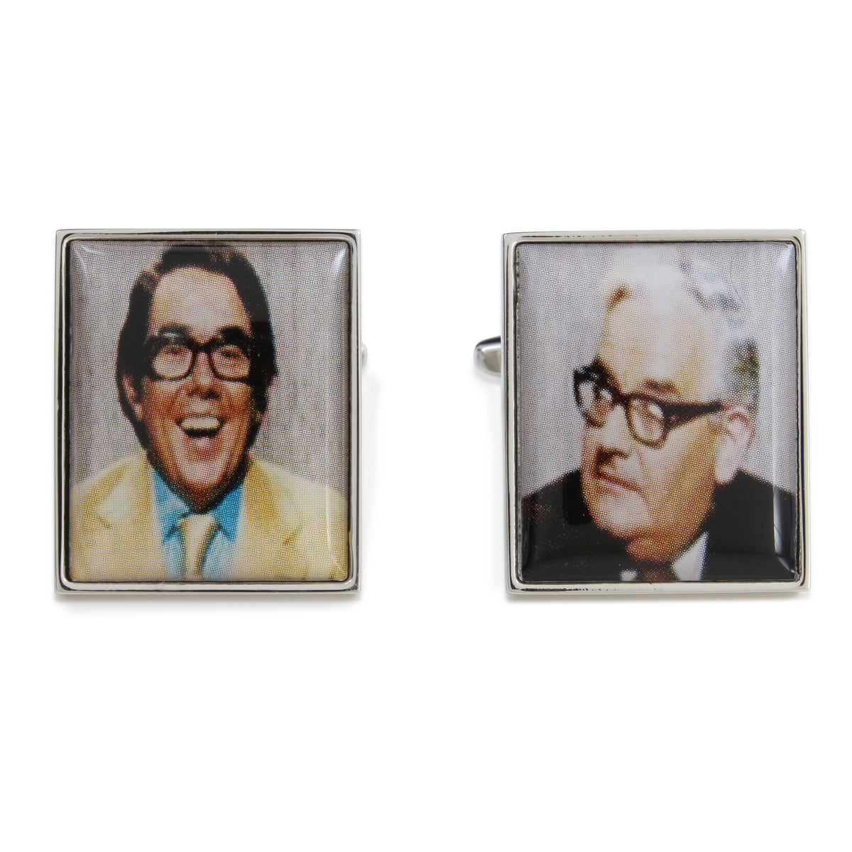 Two Ronnies Portrait Cufflinks - Leonard Silver - pair shown front on